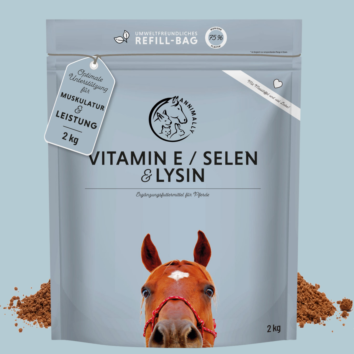 Vitamin E / Selen & Lysin für Pferde – Futterzusatz für Muskulatur & Immunsystem | Annimally