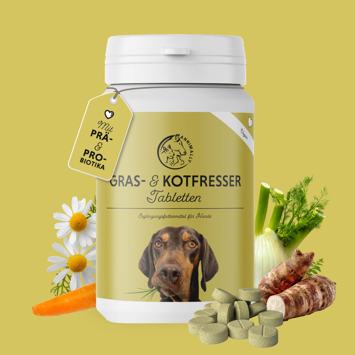 Gras- & Kotfresser Tabletten für Hunde – Nahrungsergänzungsmittel | Annimally