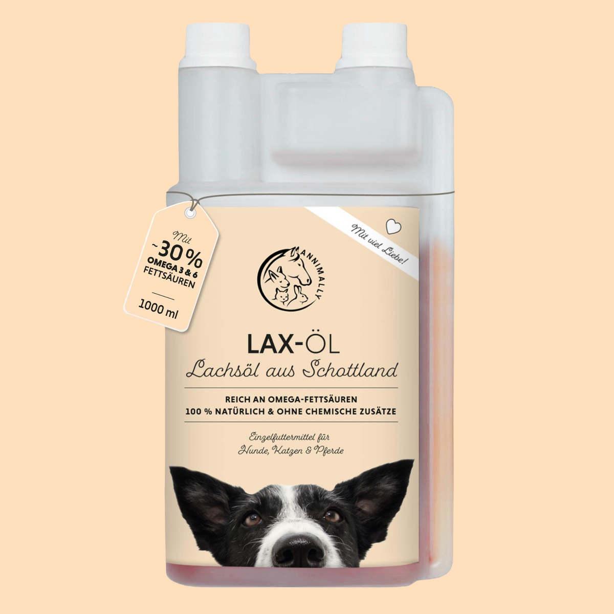Lax-Öl mit Omega-3-Fettsäuren – Futterzusatz für Hunde & Katzen – Verpackung