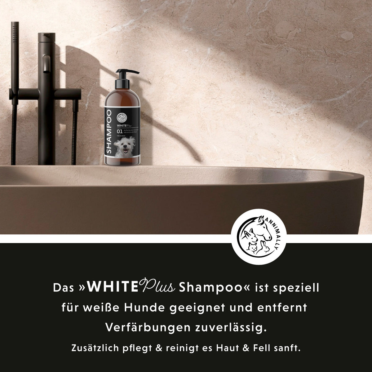 White Plus Shampoo für Hunde – natürliche Pflege für weißes & helles Fell | Annimally