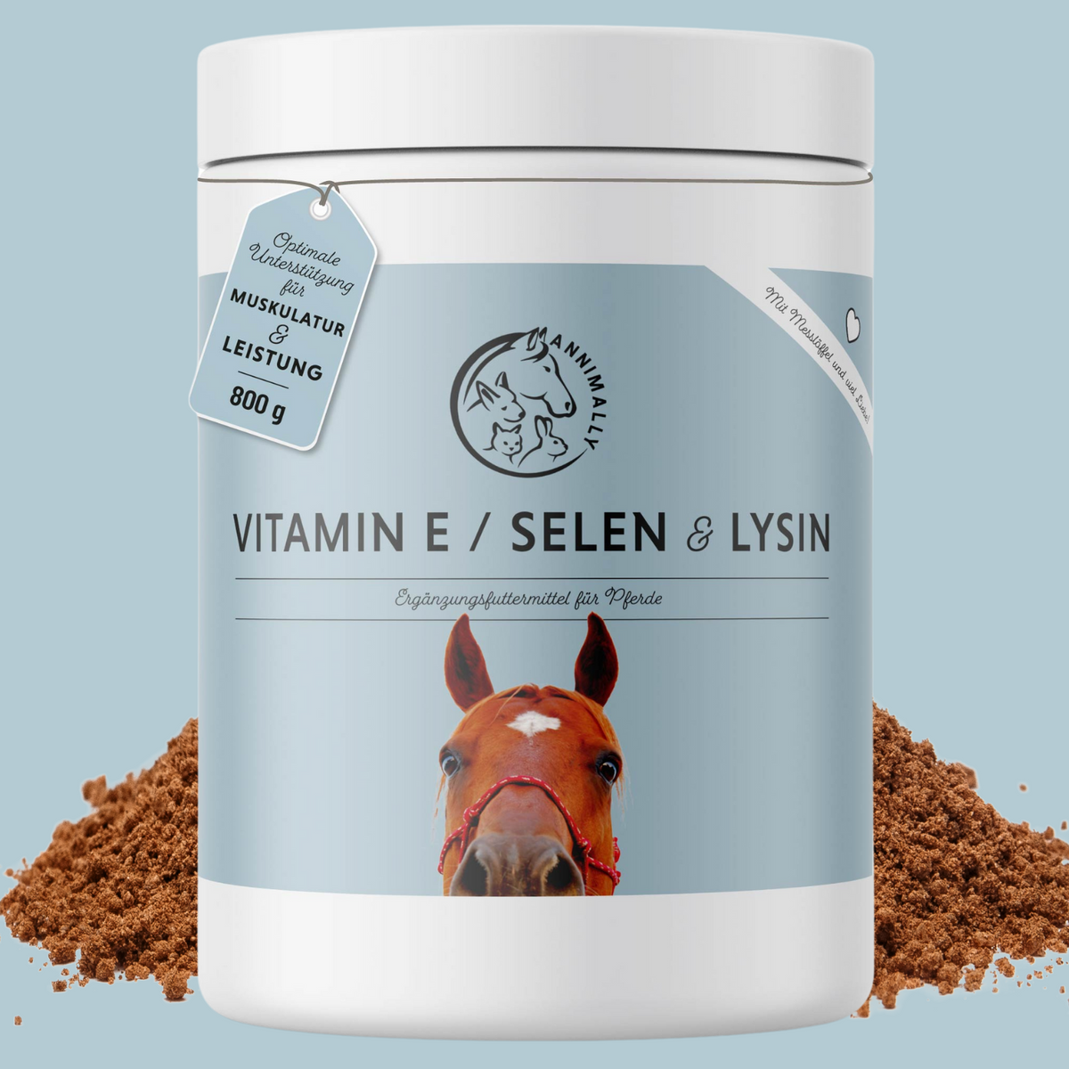 Vitamin E / Selen & Lysin von Annimally für Muskulatur & Immunsystem – Nahrungsergänzungsmittel für Pferde